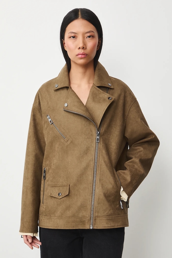 Motorkárska bunda z imitácie semišu RS26-KUD300 zelená RS26