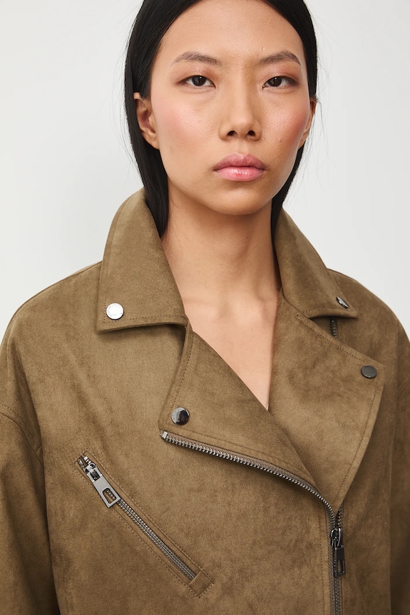 Motorkárska bunda z imitácie semišu RS26-KUD300 zelená