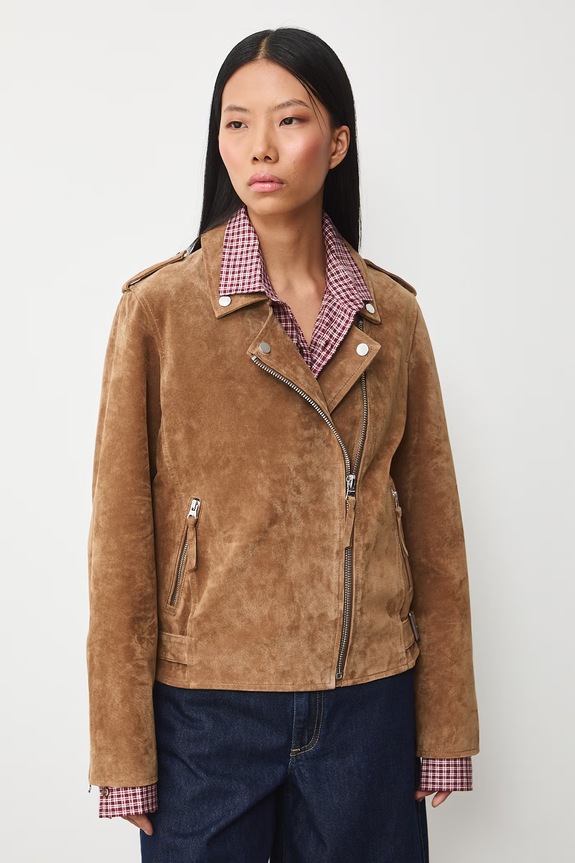 Kurtka zamszowa damska biker RS26-KUD302 beżowy RS26