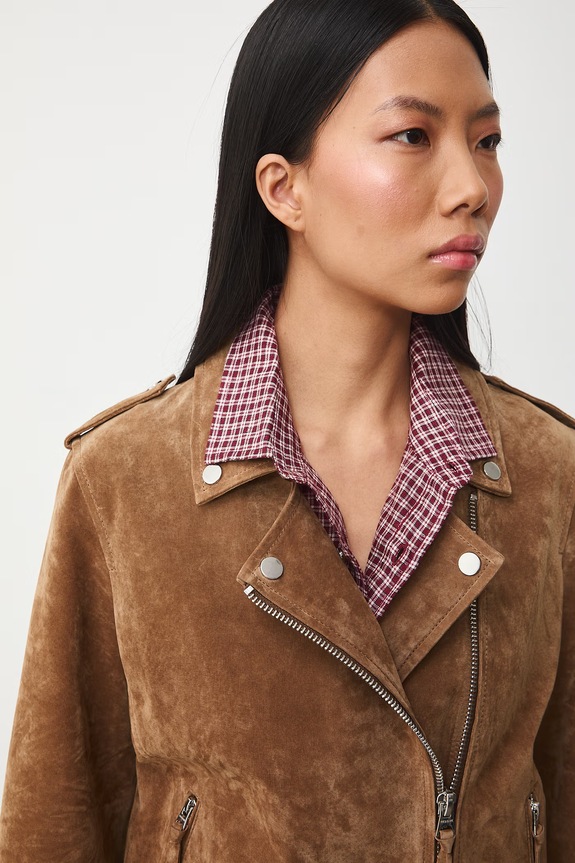 Kurtka zamszowa damska biker RS26-KUD302 beżowy