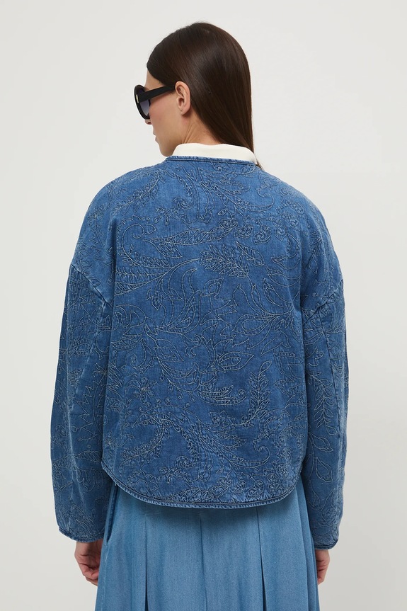 Oblečenie Bavlnená rifľová bunda s ozdobnou výšivkou RS26-KUD305 modrá