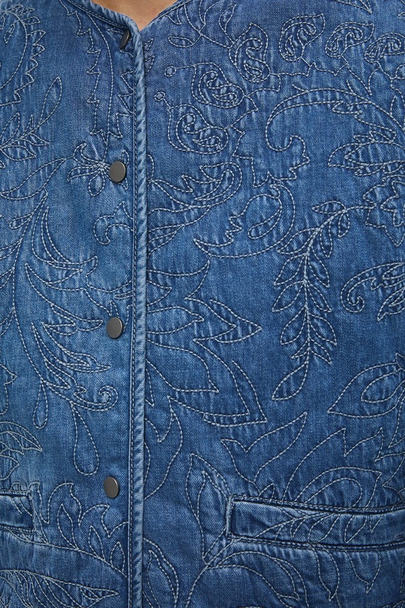 Bavlnená rifľová bunda s ozdobnou výšivkou RS26-KUD305 modrá