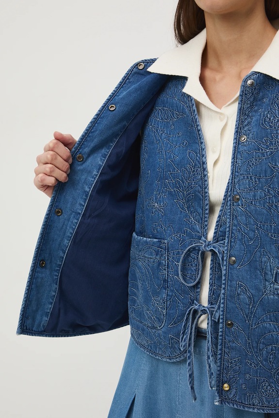 Bavlnená rifľová bunda s ozdobnou výšivkou RS26-KUD305