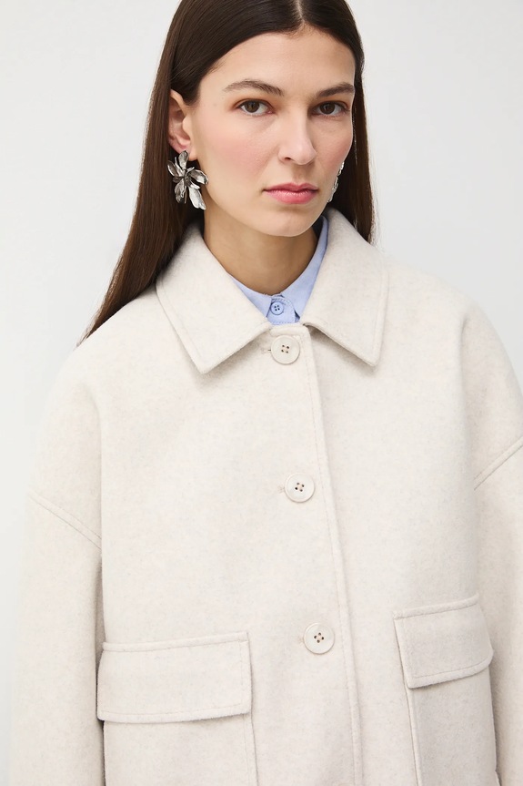 Košilová bunda dámská bez vzoru RS26-KUD309 béžová