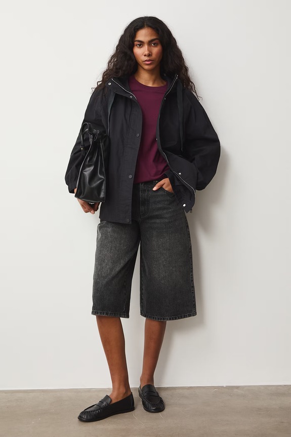 Parka damska bawełniana Basic granatowy RS26-KUD500