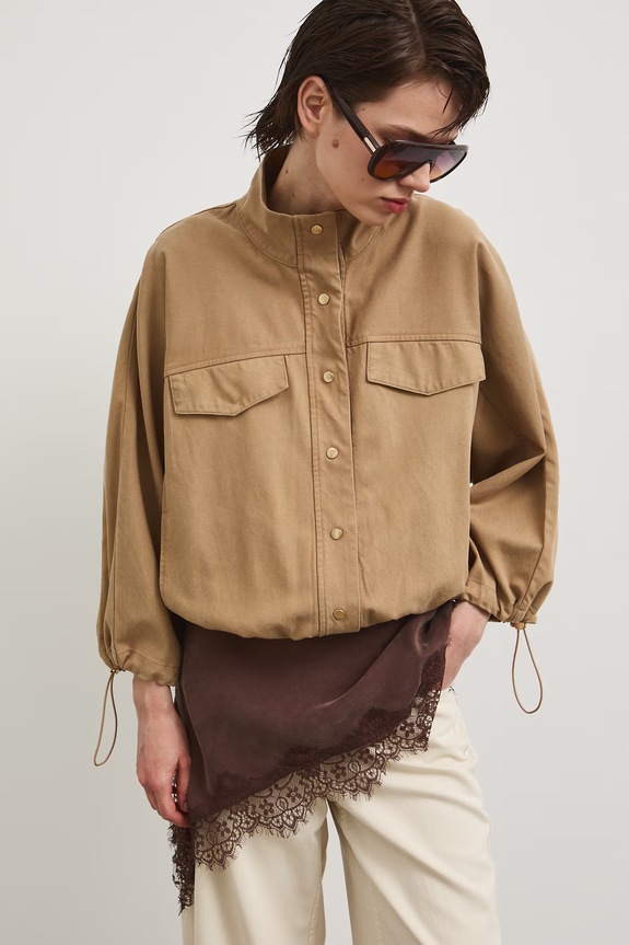 Oversized bunda dámská s lyocellem RS26-KUD800 béžová RS26