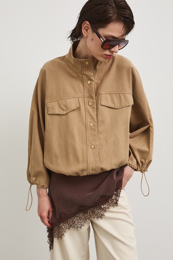 Oversized bunda dámská s lyocellem RS26-KUD800 béžová RS26