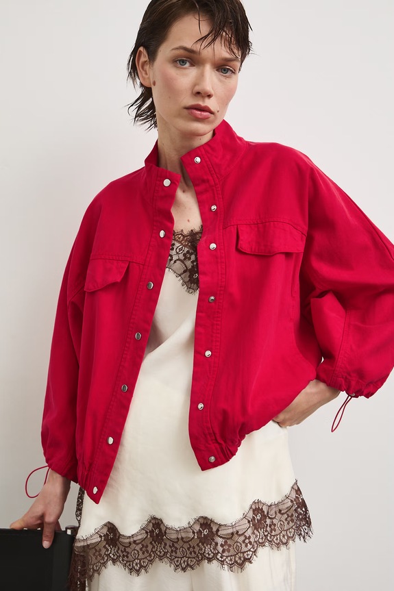 Oversized bunda dámská s lyocellem RS26-KUD800 červená RS26