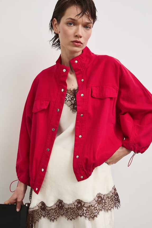 Oversized bunda dámská s lyocellem RS26-KUD800 červená RS26