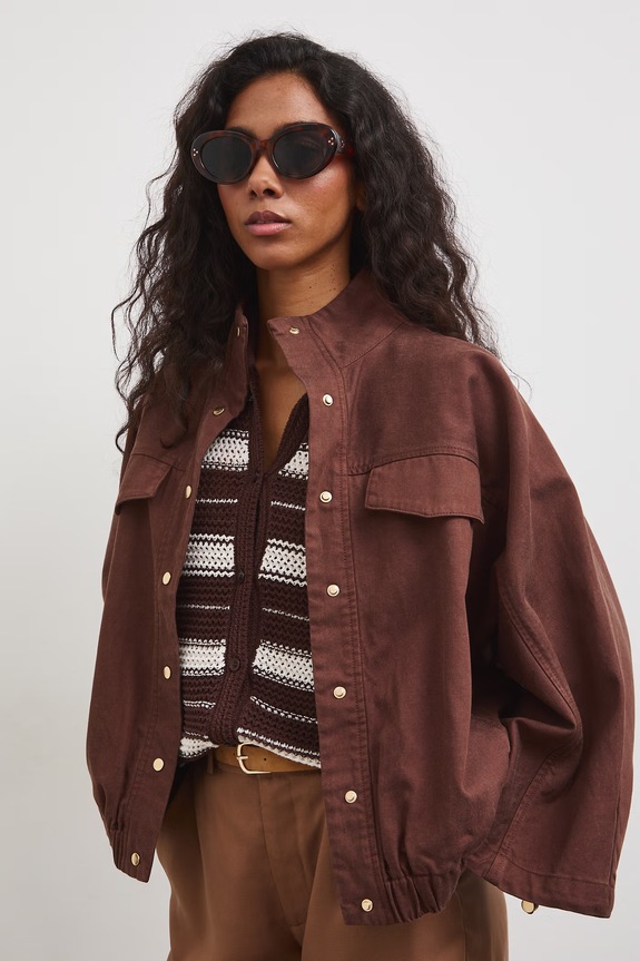 Oversized bunda dámská s lyocellem hnědá RS26-KUD800