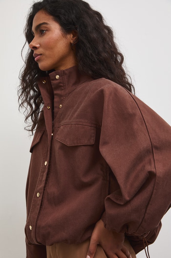 Oversized bunda dámská s lyocellem RS26-KUD800 hnědá