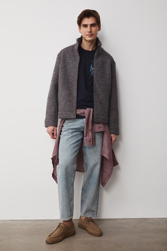 Medicine jakna za muškarce s vunom RS26-KUM106 siva RS26