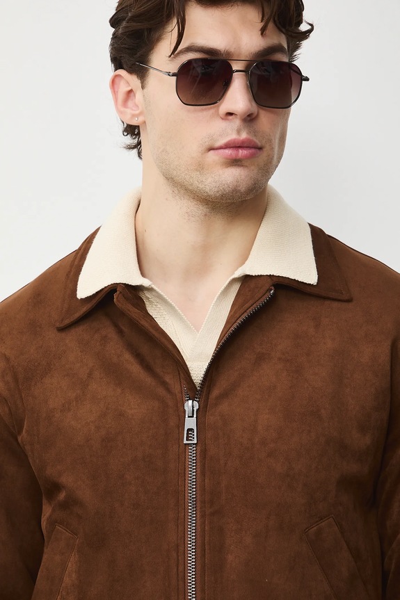 Kurtka męska typu harrington gładka brązowy RS26-KUM301