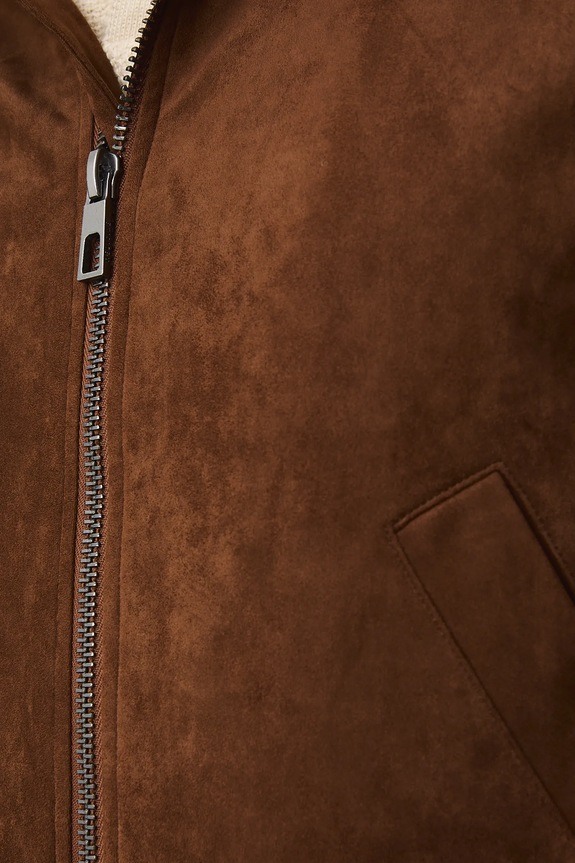 Kurtka męska typu harrington gładka RS26-KUM301 brązowy