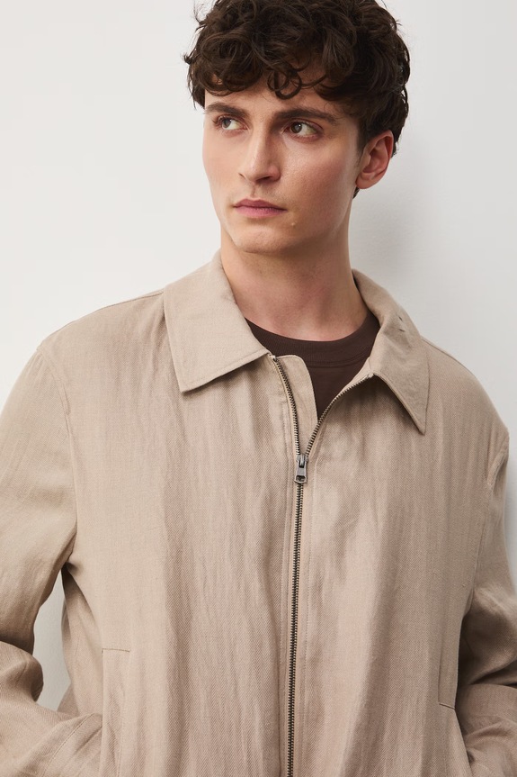 Bomberka męska lniana gładka beżowy RS26-KUM705