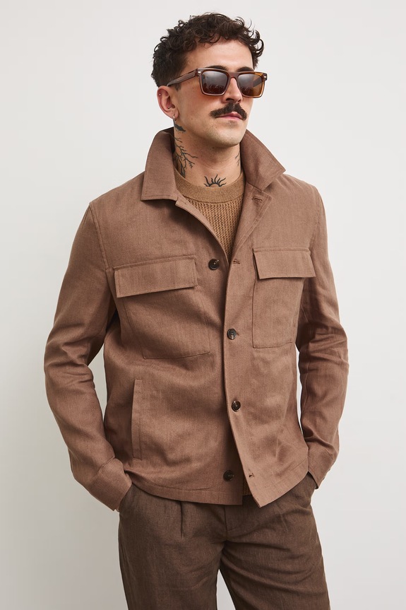 Medicine куртка-рубашка мужская со льном RS26-KUM910 коричневый RS26