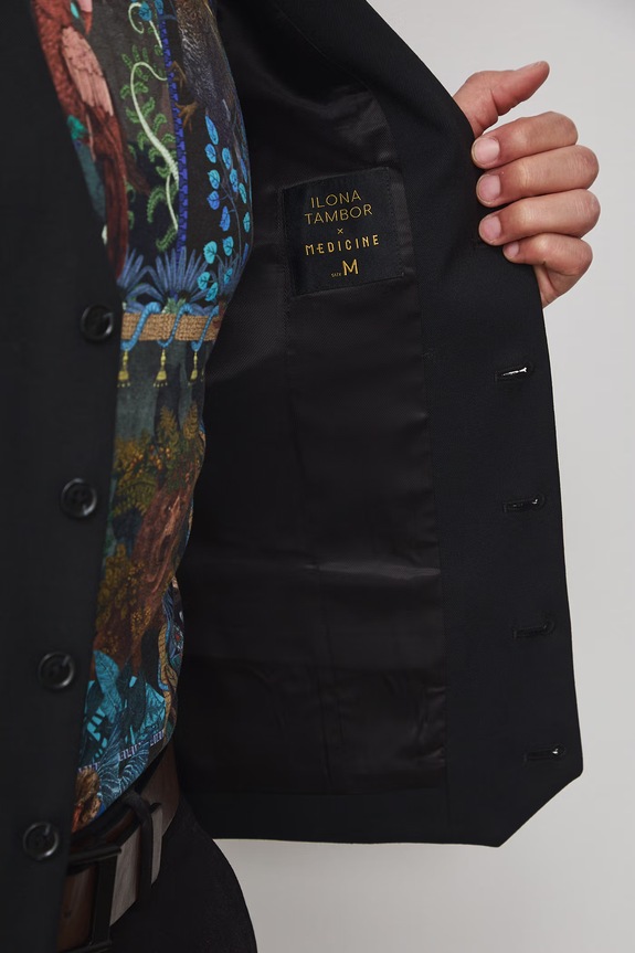 Medicine vestă cu un singur rând de nasturi pentru bărbați, cu amestec de lână RS26-KZM624