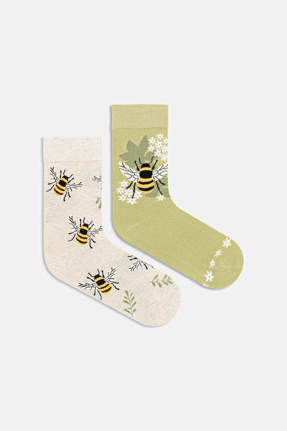 Bavlnené ponožky s motívom včiel (2-pack) dlhé ponožky viacfarebná RS26-LGD305