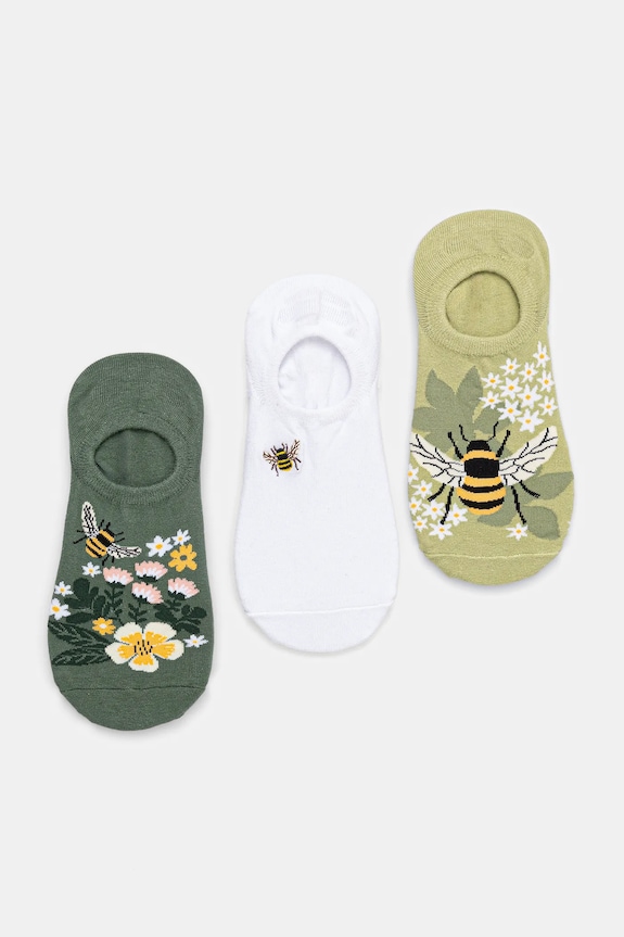 Bavlnené ponožky s motívom včiel (3-pack) krátke ponožky viacfarebná RS26-LGD306