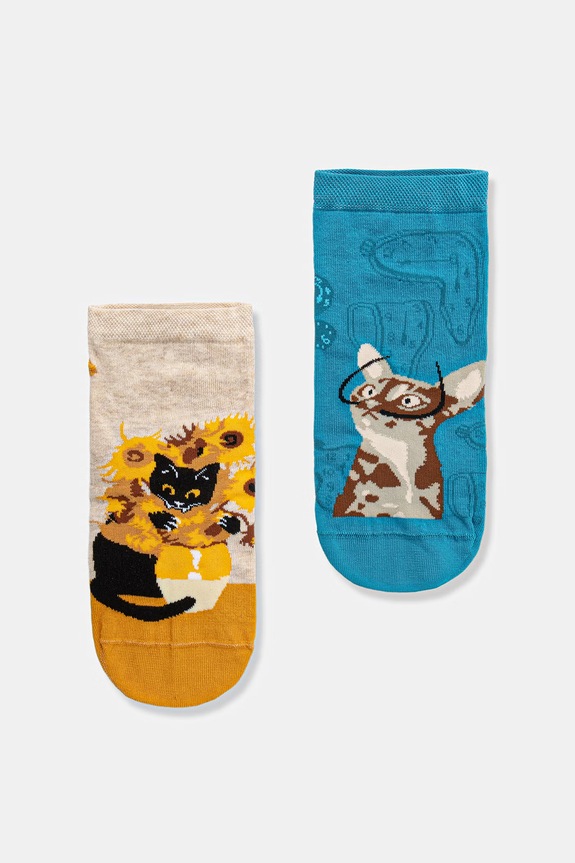 Bavlnené ponožky z Mačacej kolekcie (2-pack) krátke ponožky viacfarebná RS26-LGD309