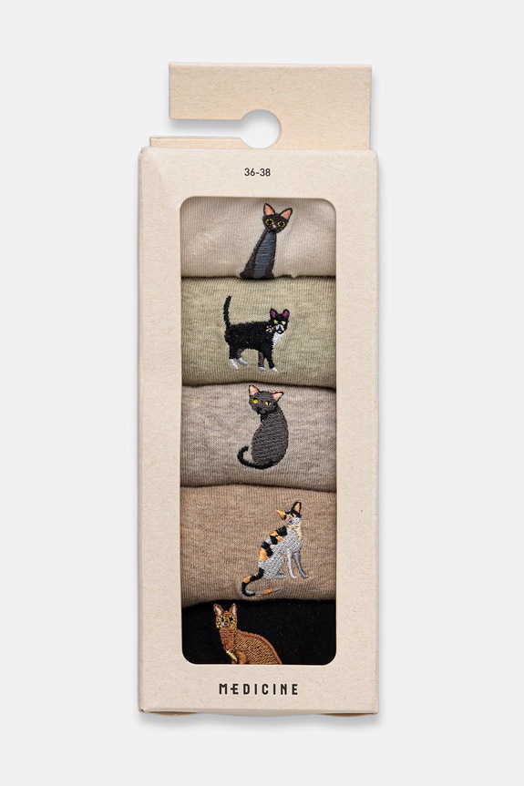 Skarpetki bawełniane damskie z ozdobnym haftem (5-pack) multicolor RS26-LGD400