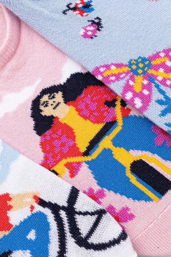 Skarpetki bawełniane damskie wzorzyste (3-pack) RS26-LGD508 multicolor RS26