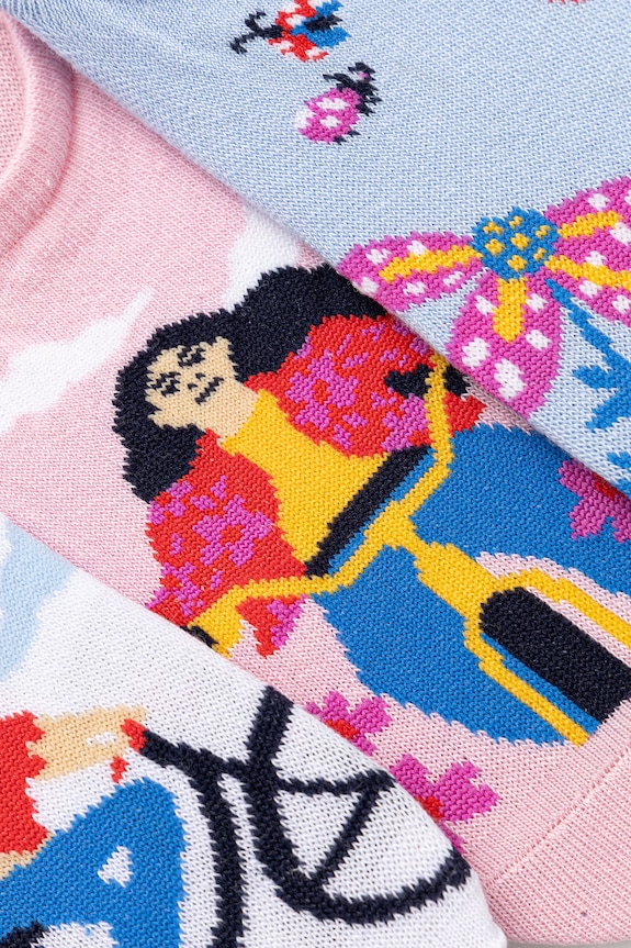 Skarpetki bawełniane damskie wzorzyste (3-pack) RS26-LGD508 multicolor RS26