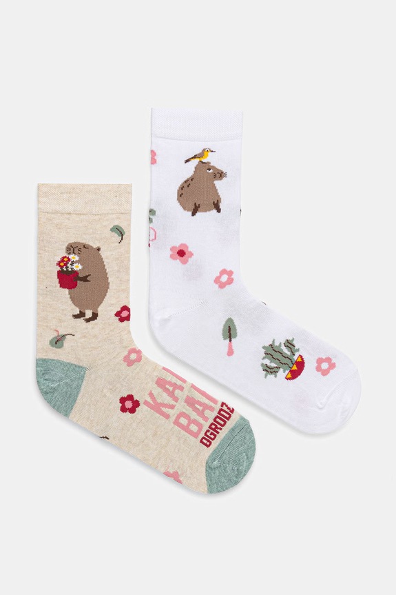 Skarpetki bawełniane damskie wzorzyste (2-pack) skarpetki długie multicolor RS26-LGD513