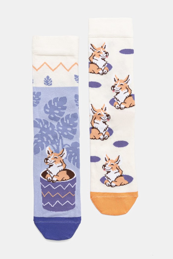 Skarpetki bawełniane damskie wzorzyste (2-pack) skarpetki długie multicolor RS26-LGD518