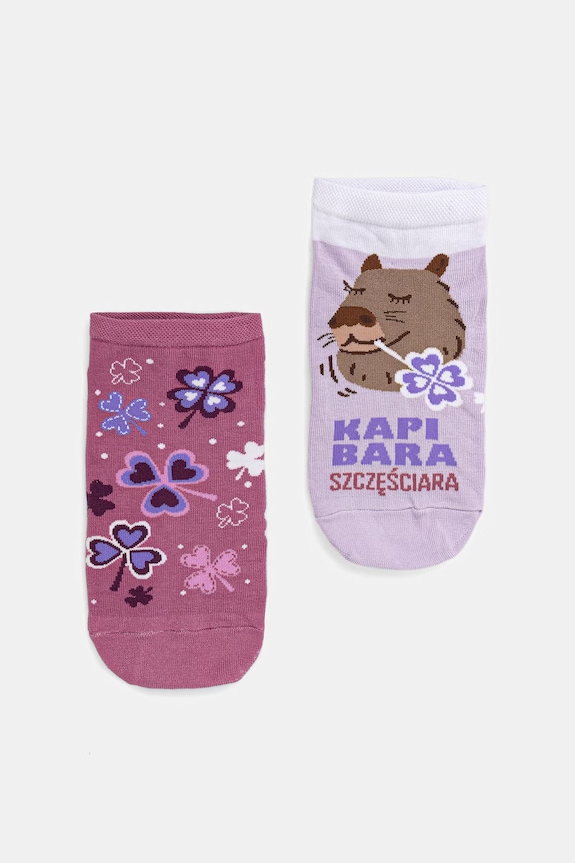 Skarpetki bawełniane damskie wzorzyste (2-pack) skarpetki krótkie multicolor RS26-LGD534