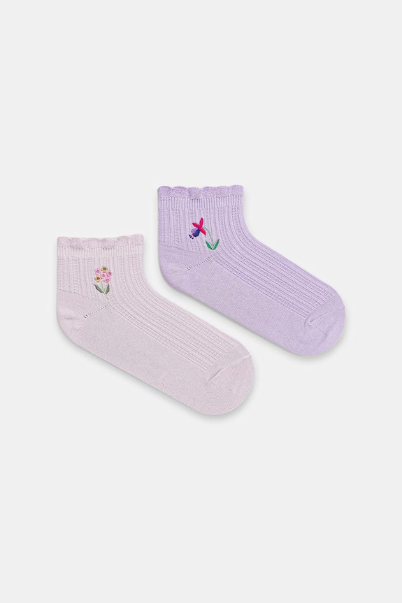 Skarpety damskie bawełniane z roślinnym motywem 2-pack RS26-LGD537 multicolor RS26