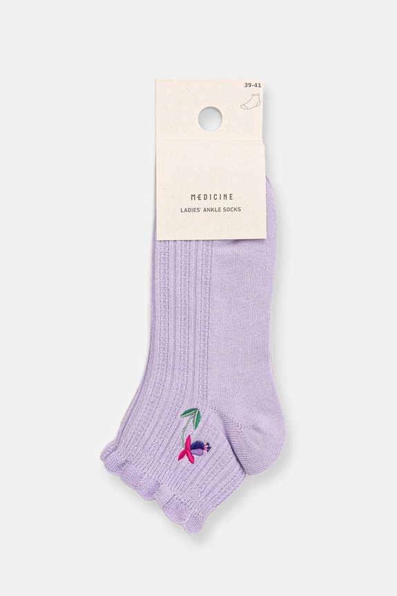 Skarpety damskie bawełniane z roślinnym motywem 2-pack multicolor RS26-LGD537