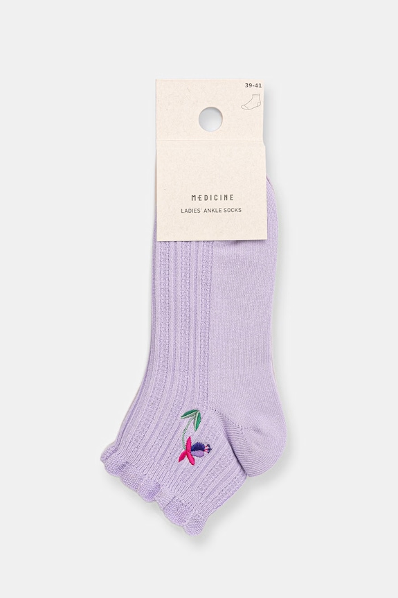 Skarpety damskie bawełniane z roślinnym motywem 2-pack multicolor RS26-LGD537