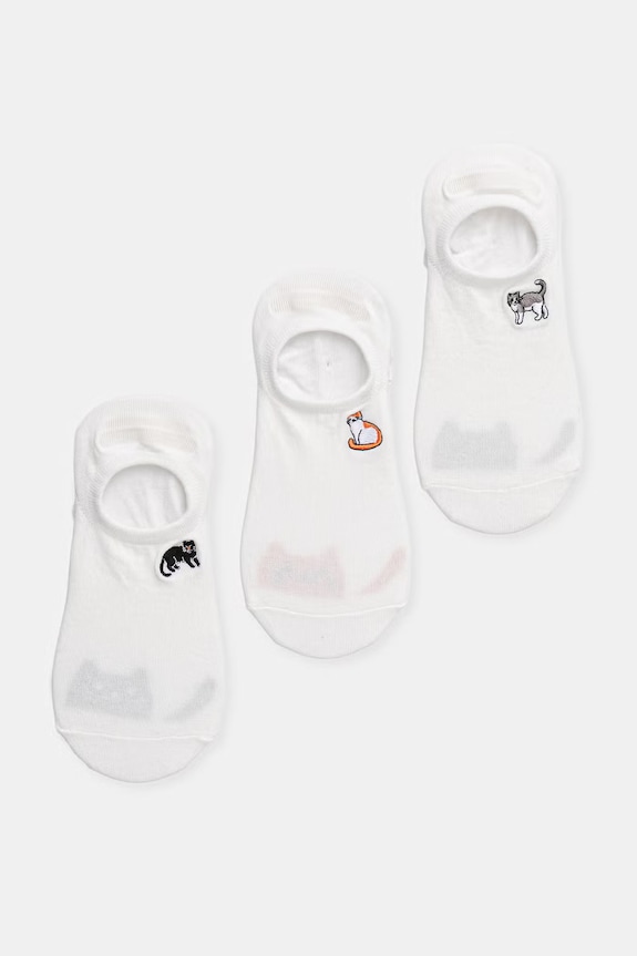 Skarpety stopki 3-pack damskie z włóknem bambusowym w koty multicolor RS26-LGDB05