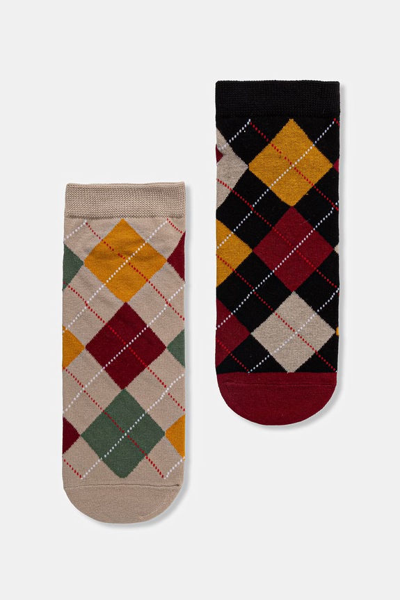 Skarpety męskie bawełniane w kratkę 2-pack RS26-LGM532 multicolor RS26