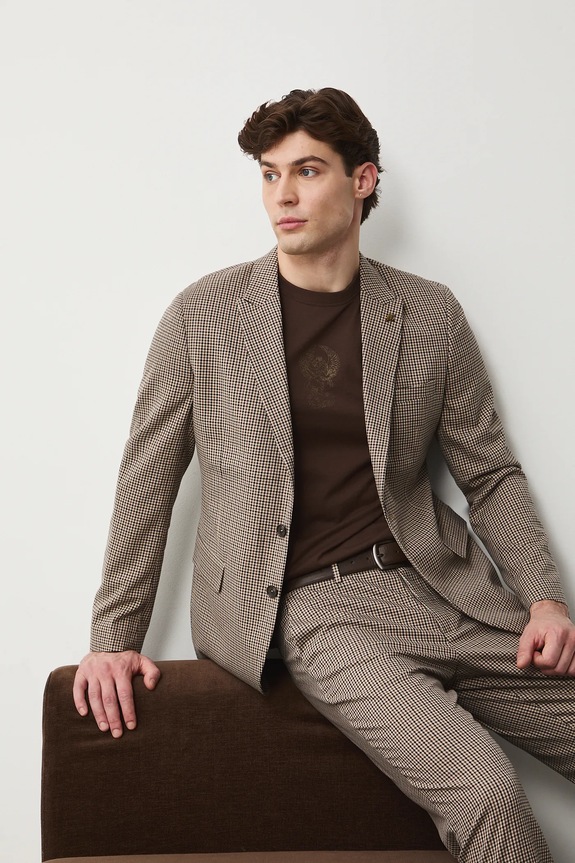 Σακάκι Medicine εμπριμέ καφέ RS26-MKM323