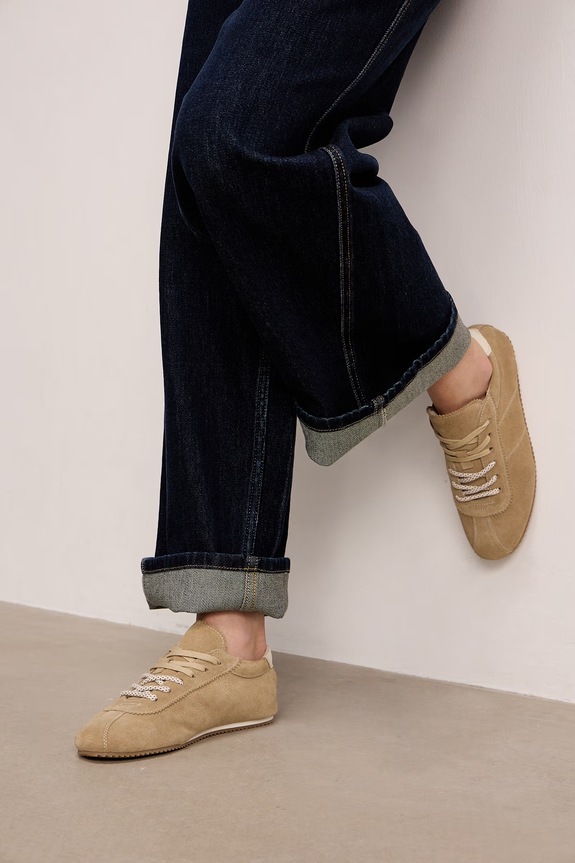 Medicine sneakersy damskie zamszowe beżowy RS26-OBD407