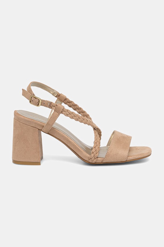 Obuwie Sandały na słupku z plecionymi paskami RS26-OBD719 beżowy