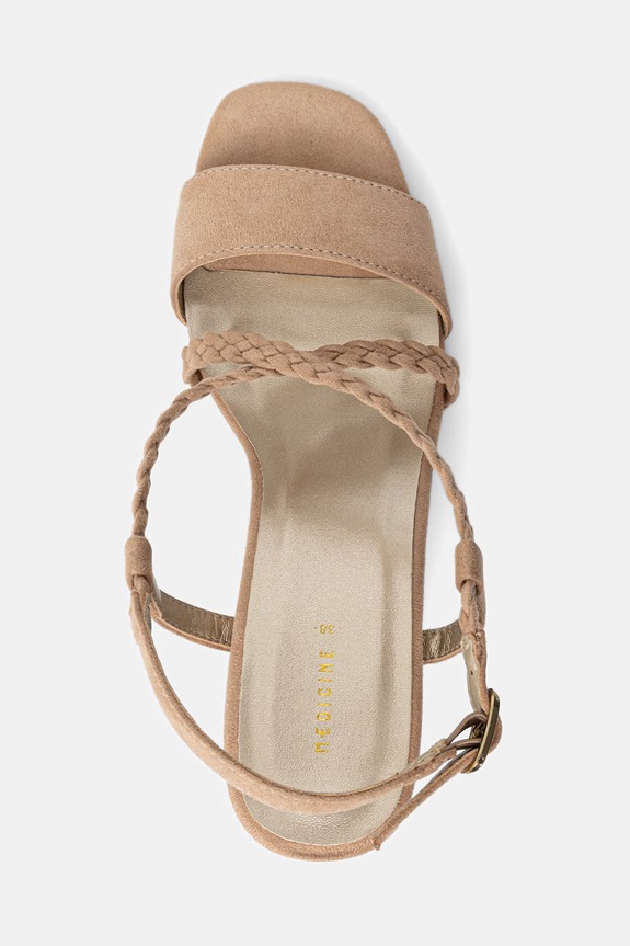 Sandały na słupku z plecionymi paskami RS26-OBD719 beżowy