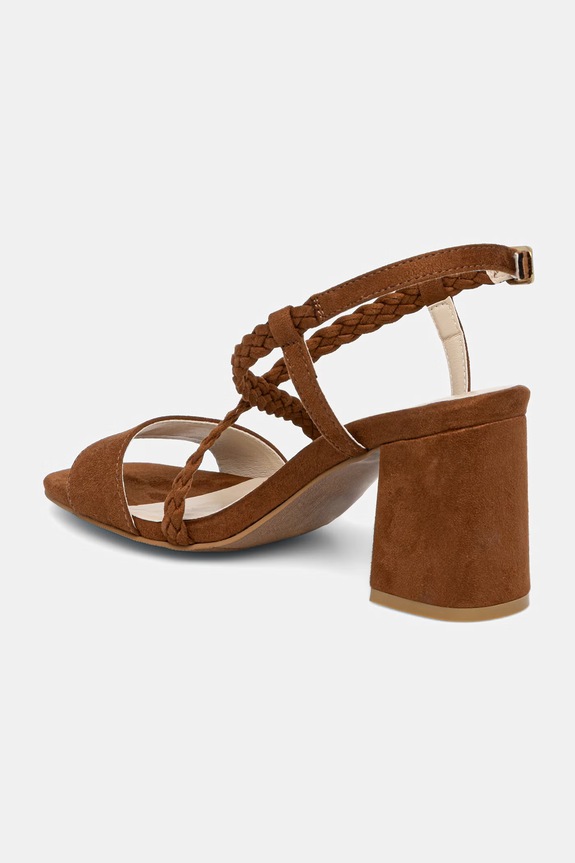 Sandały na słupku z plecionymi paskami brązowy RS26-OBD719