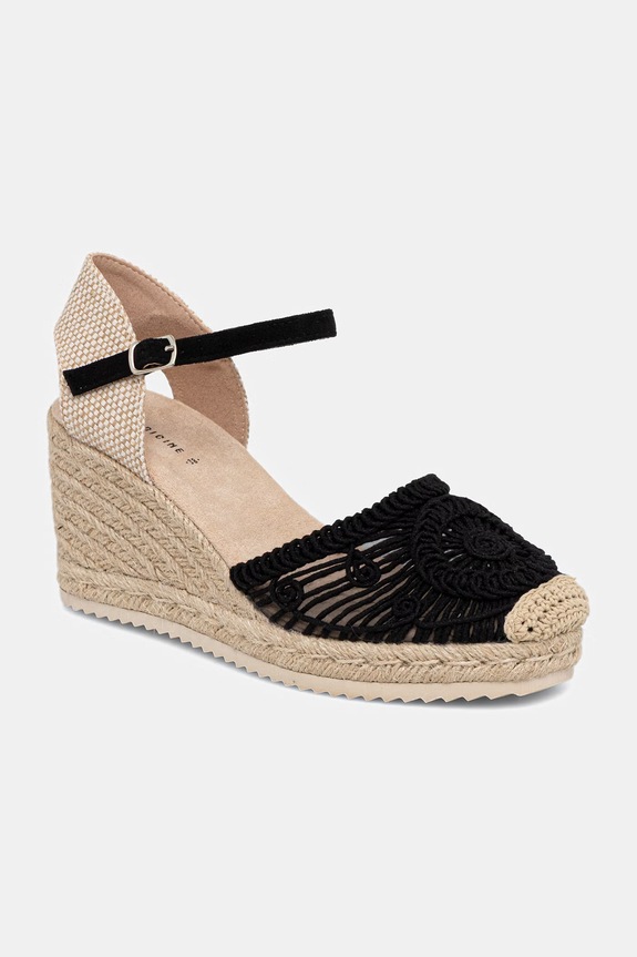 Sandały na koturnie damskie espadrylowe czarny RS26-OBD807