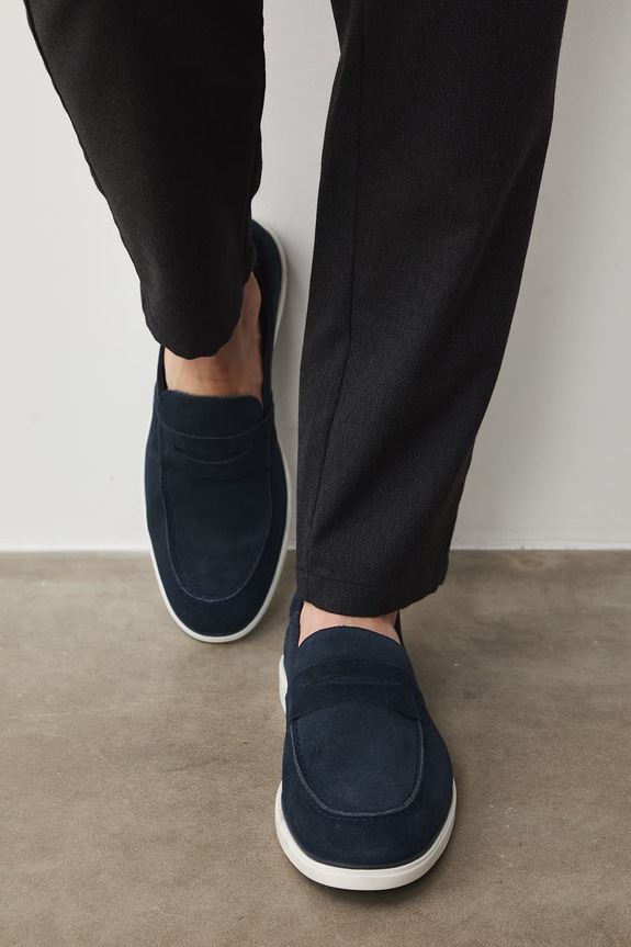 Medicine mocassini da uomo in scamoscio blu navy RS26-OBM408