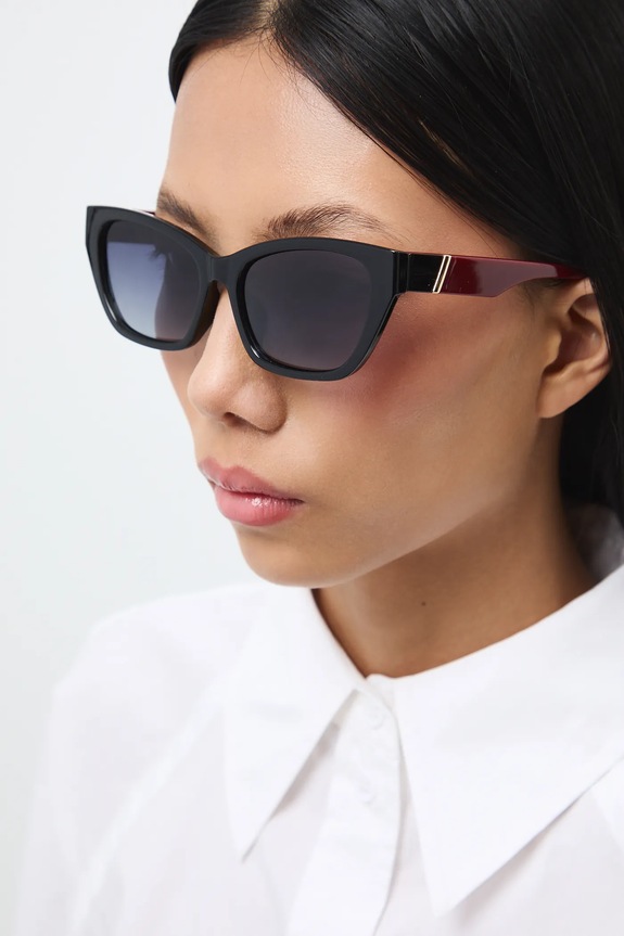 Okulary przeciwsłoneczne kocie oczy damskie czarny RS26-OKD501