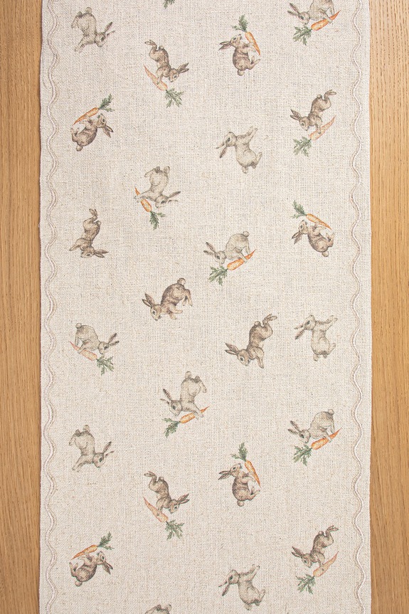 Bieżnik z domieszką lnu wzorzysty 40 x 160 cm RS26-ORU420 beżowy RS26