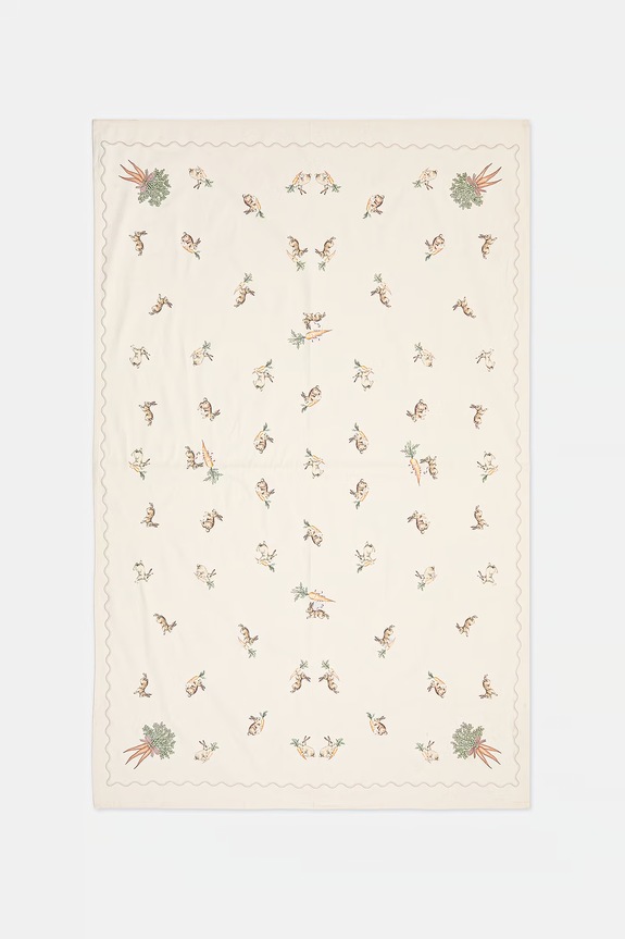 Obrus bawełniany z nadrukiem i haftem 120 x 180 cm RS26-ORU423 beżowy RS26