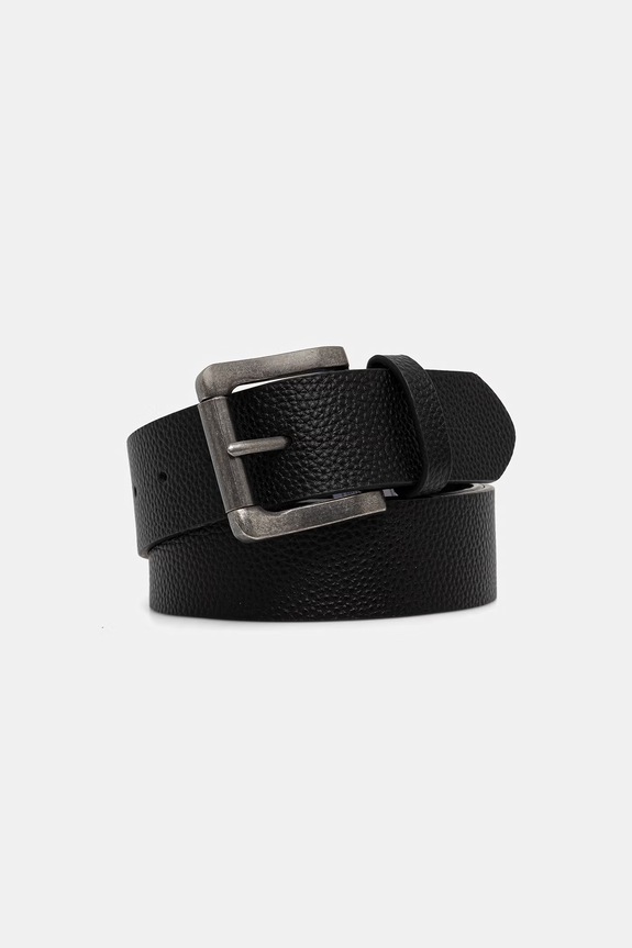 Pasek męski z imitacji skóry RS26-PAM502 czarny RS26