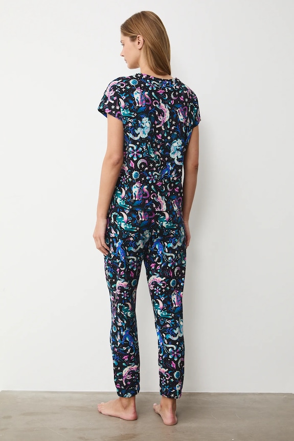 Oblečení Bavlněné pyžamo dámské se vzorem RS26-PJD300 černá