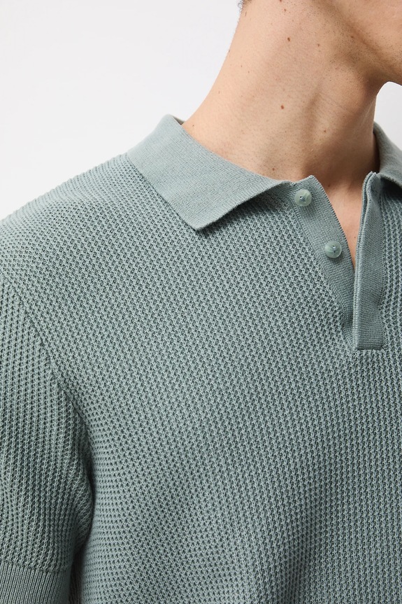 Bavlnené polo tričko s textúrou RS26-POM101 zelená