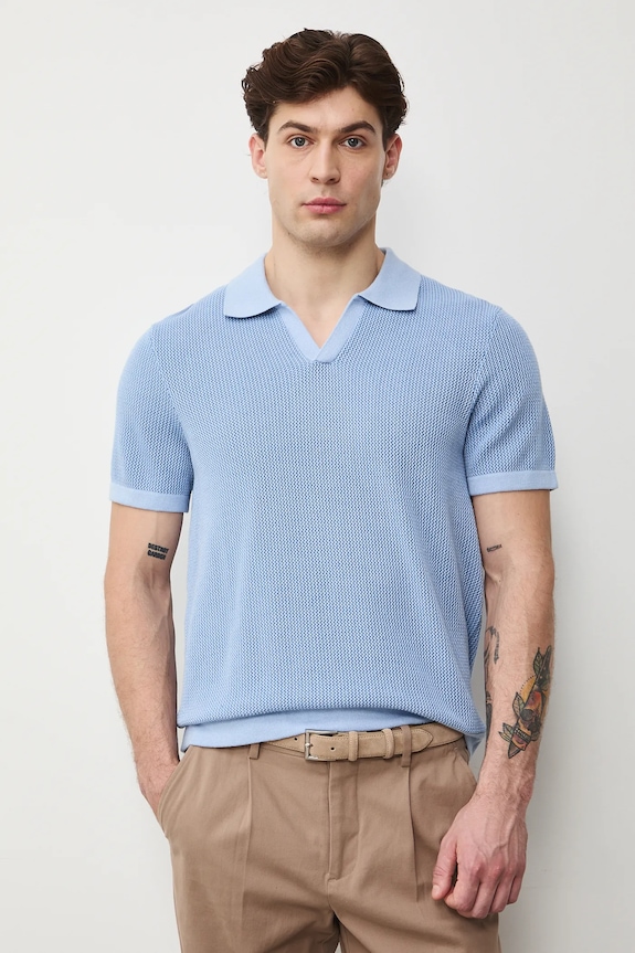 Polo męskie bawełniane niebieski RS26-POM304