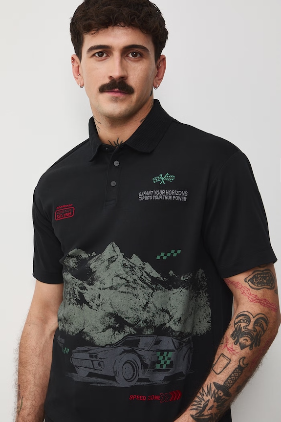 Bavlnené polo tričko čierna RS26-POM401